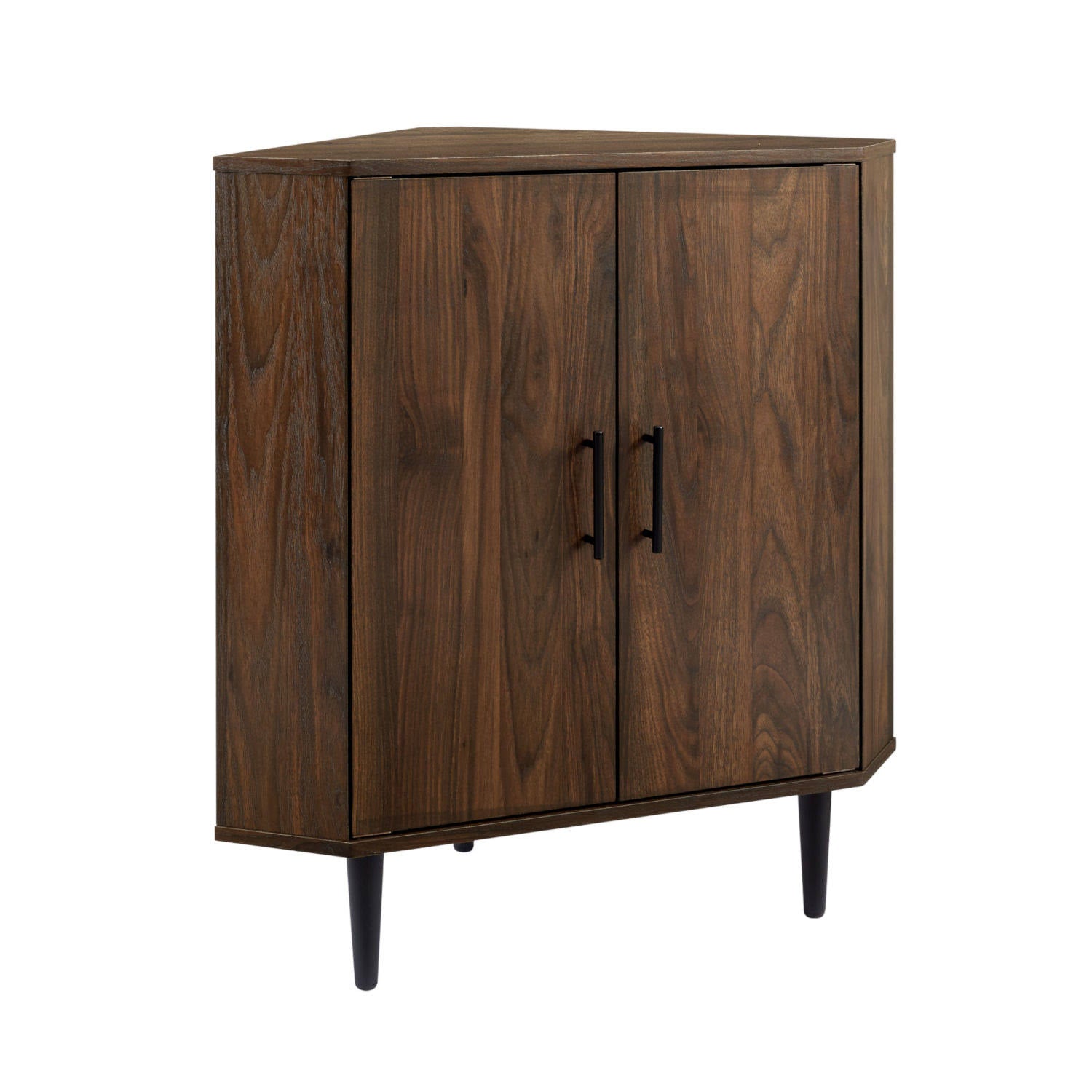 Dark Walnut Brown Double Door Corner Cabinet T77787