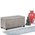 Distressed Gray Taupe Storage Ottoman Bench P65118
