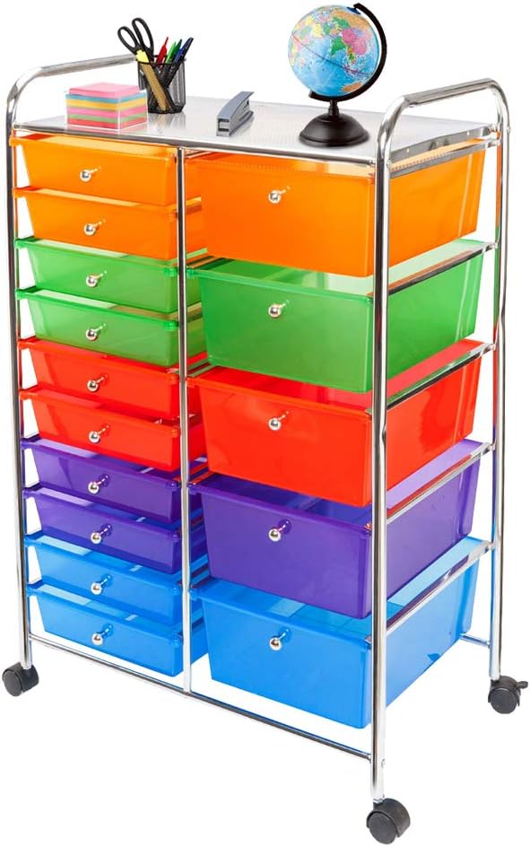 15-Drawer Rolling Organizer Cart, Multicolor, Pack of 2 X114869