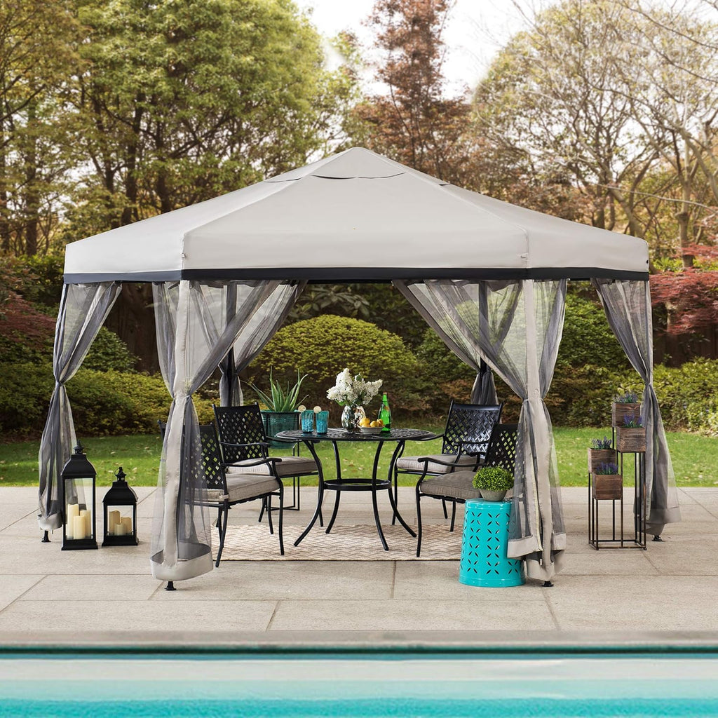 11x11 ft. 2-Tone Pop Up Hexagon Steel Gazebo F329