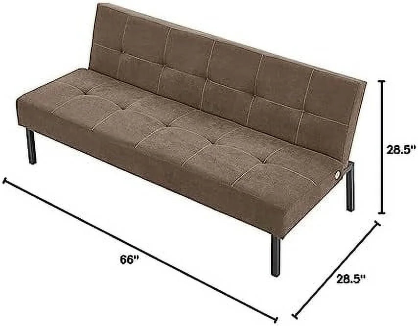 3 Seater Sofa Bed Click Clack Armless Fabric Couch Recliner (Grey) L58929