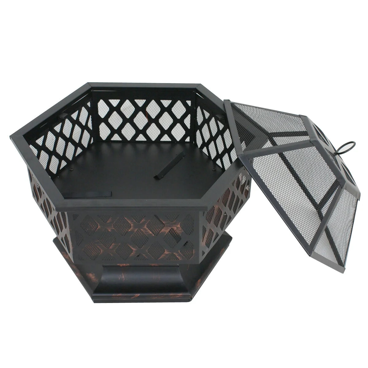 24’’ Portable Wood Burning Fire Pit with Mesh Lid N958