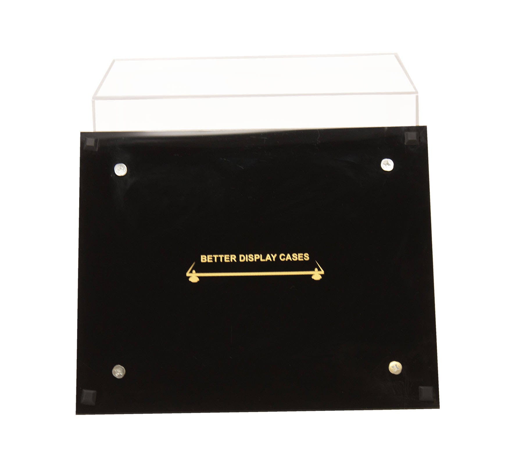 Clear Acrylic Display Case - Medium Rectangle Box with Gold Risers 12.25 inch x 10 inch x 10.5 inch R72258