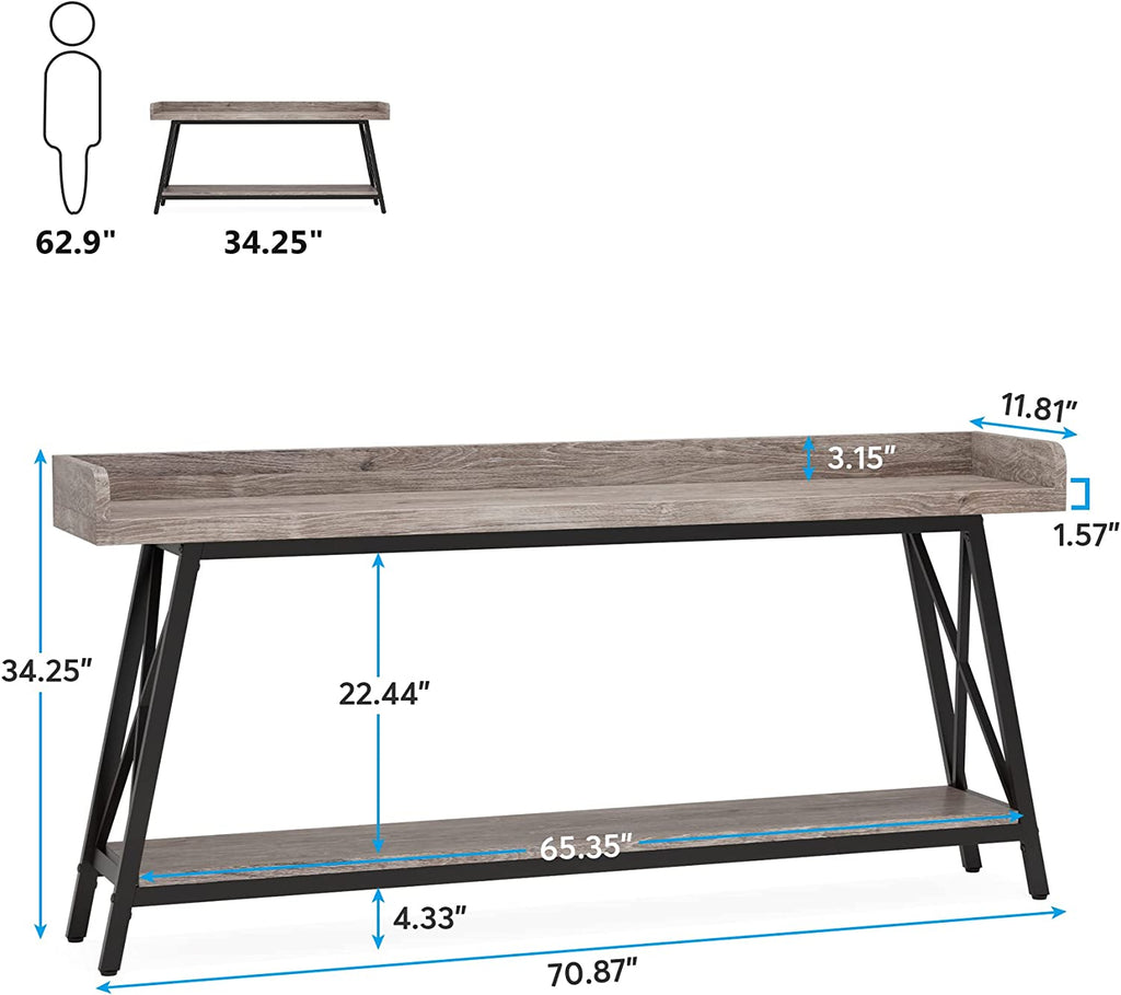 70.9 Inch Industrial Console Table Grey X416