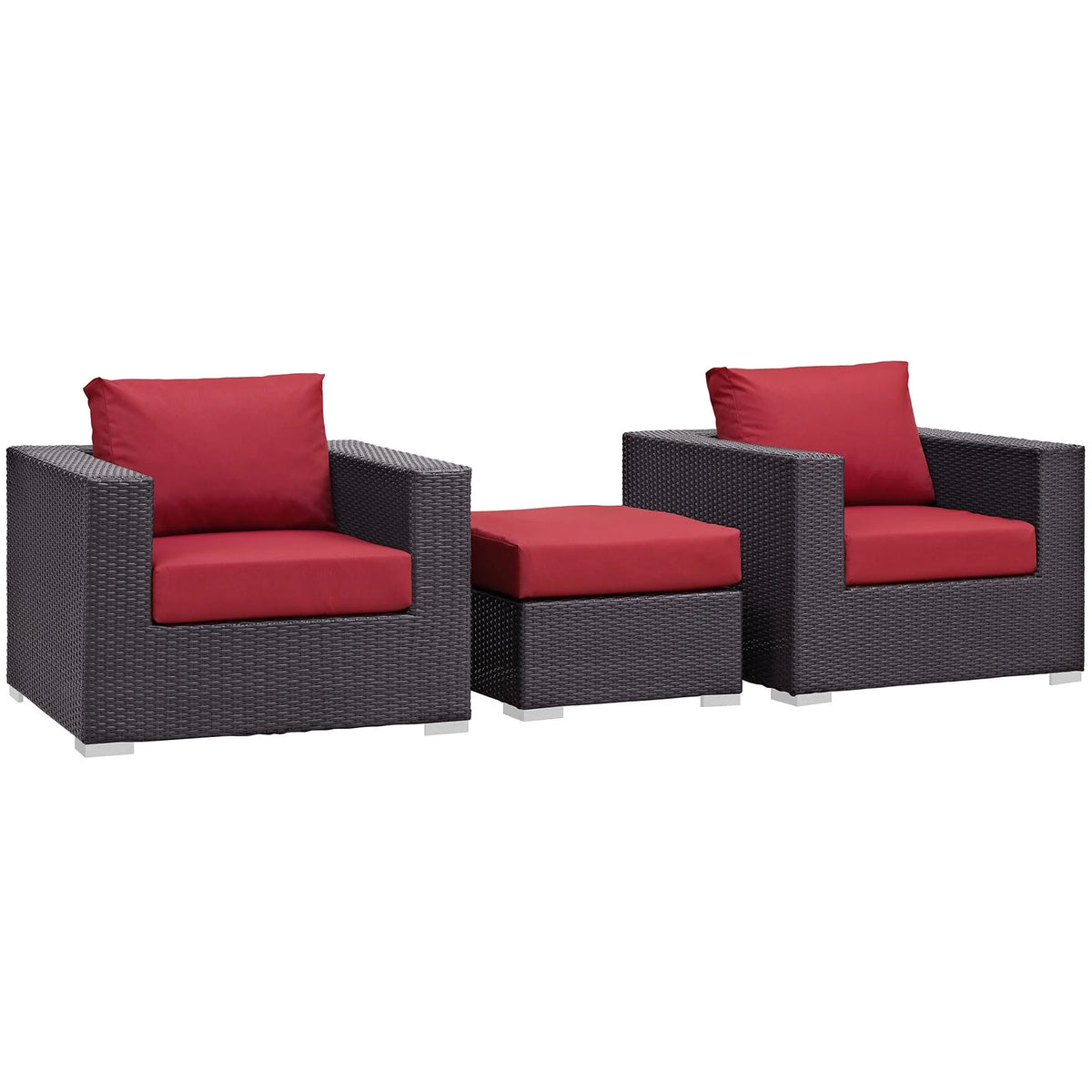 3 Piece Outdoor Patio Sofa Set in Espresso Red H225