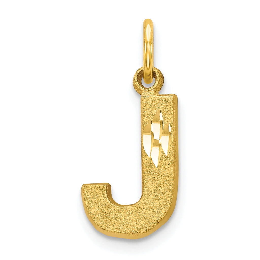 10K Yellow Gold Initial J Pendant Charm F377