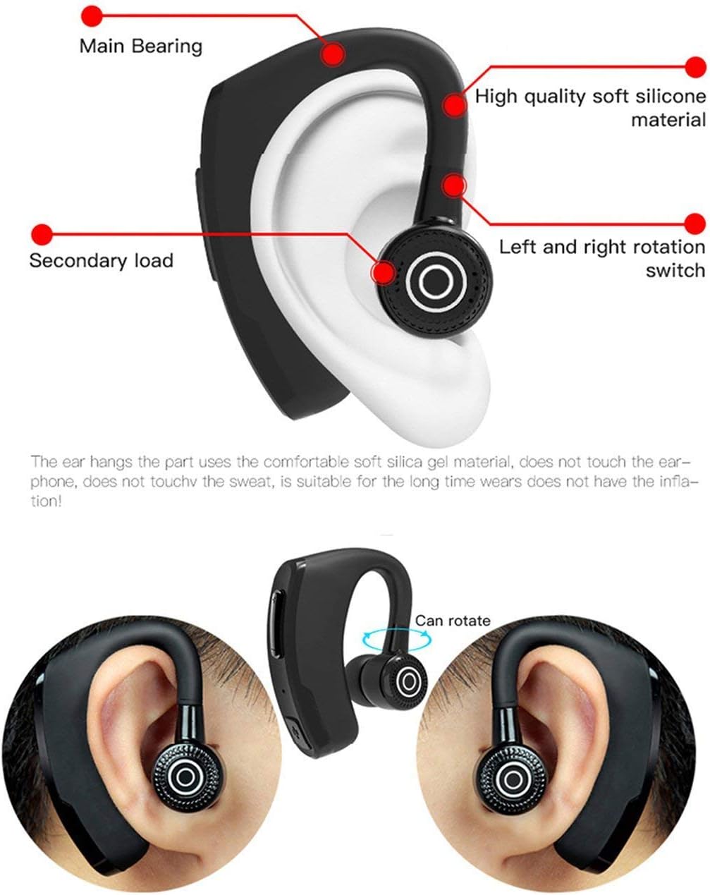 Wireless Bluetooth Headset Earbuds with Mic Noise Cancelling O224