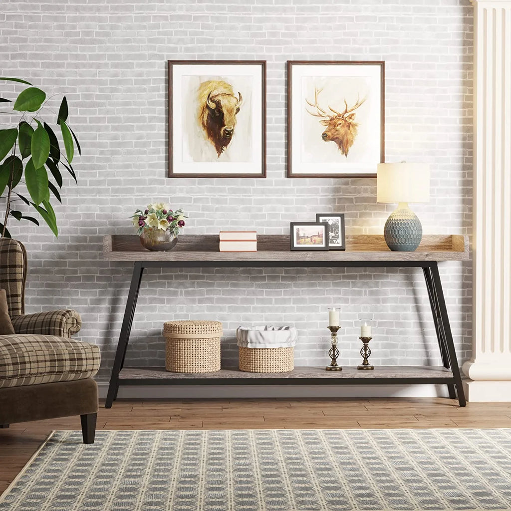 70.9 Inch Industrial Console Table Grey X416