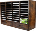 Brown 2 Drawer 36 Slots Wood Literature Organizer H985794