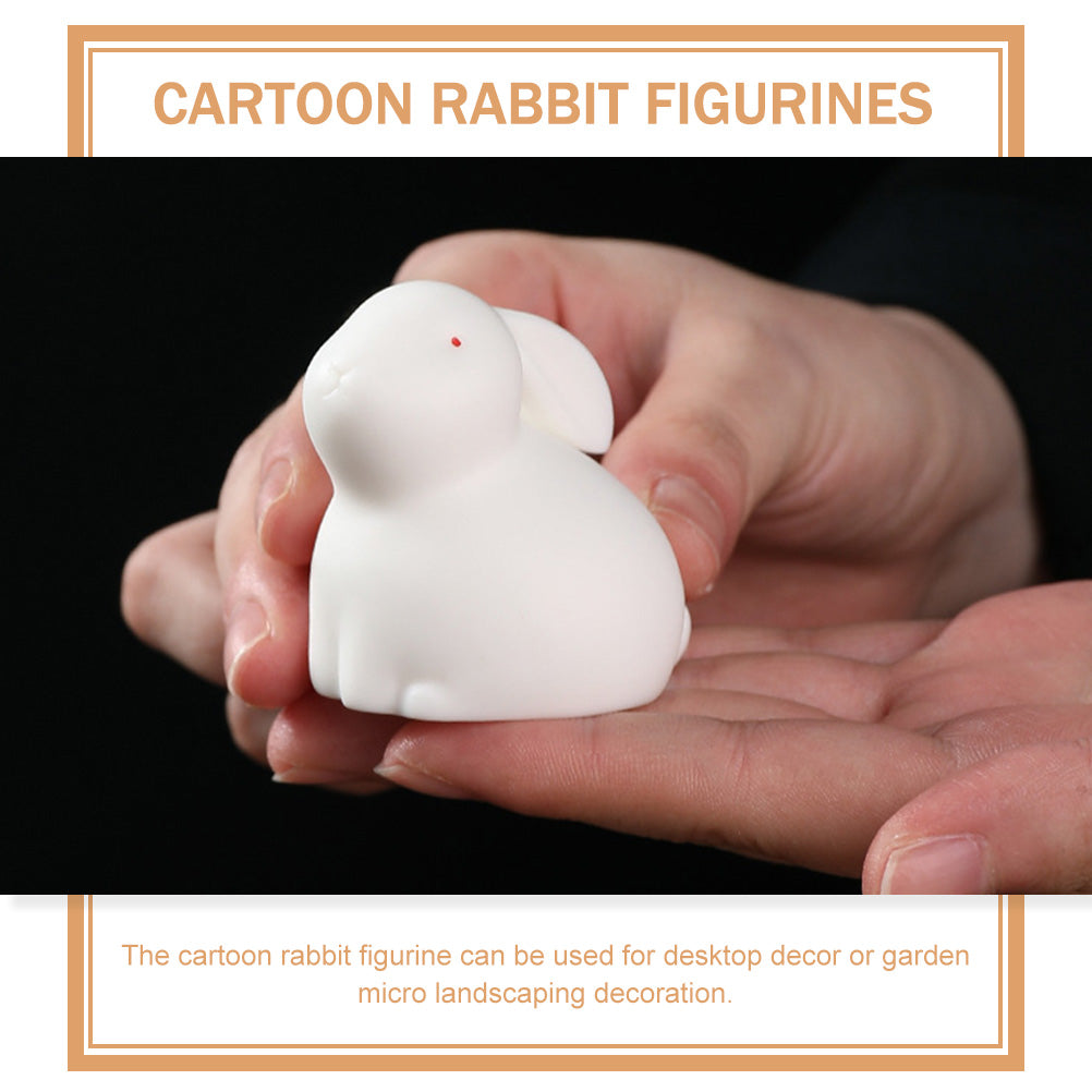 2 Pcs Ceramic Rabbit Ornaments Dollhouse Miniatures Y8777