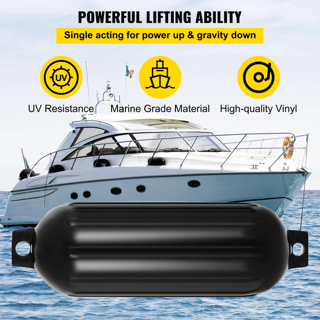 Black Boat Fender Bumper Pack of 4, 8 x 27 inches N15673