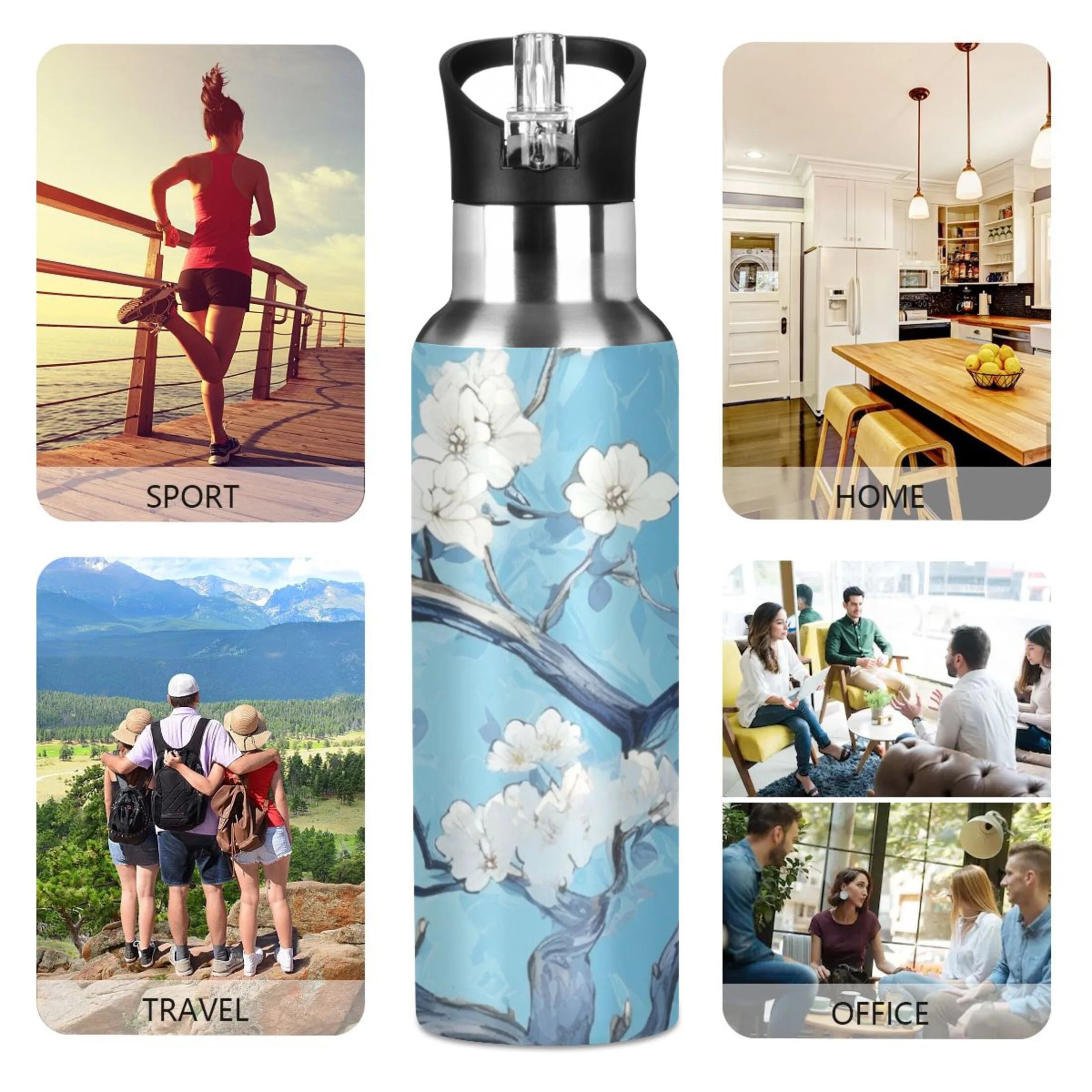 Insulated Stainless Steel Water Bottle with Straw Lid 20 oz U592182