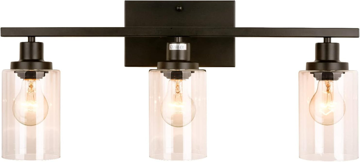 3-Light Black Wall Sconce Bathroom Vanity Light O765716