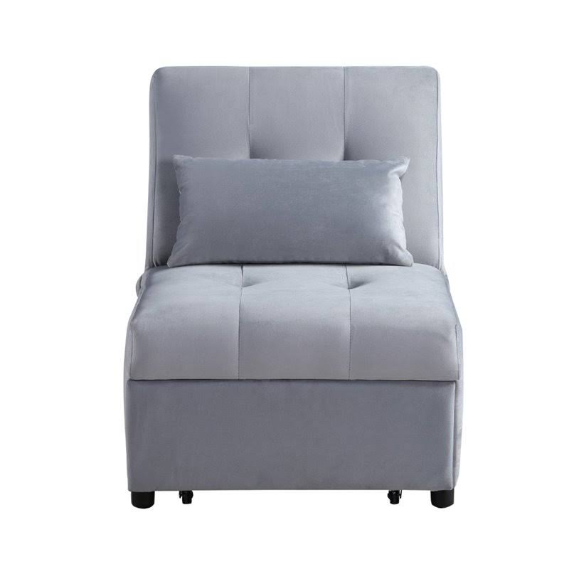 Gray Wood Storage Bench with Pull Out Ottoman F46150