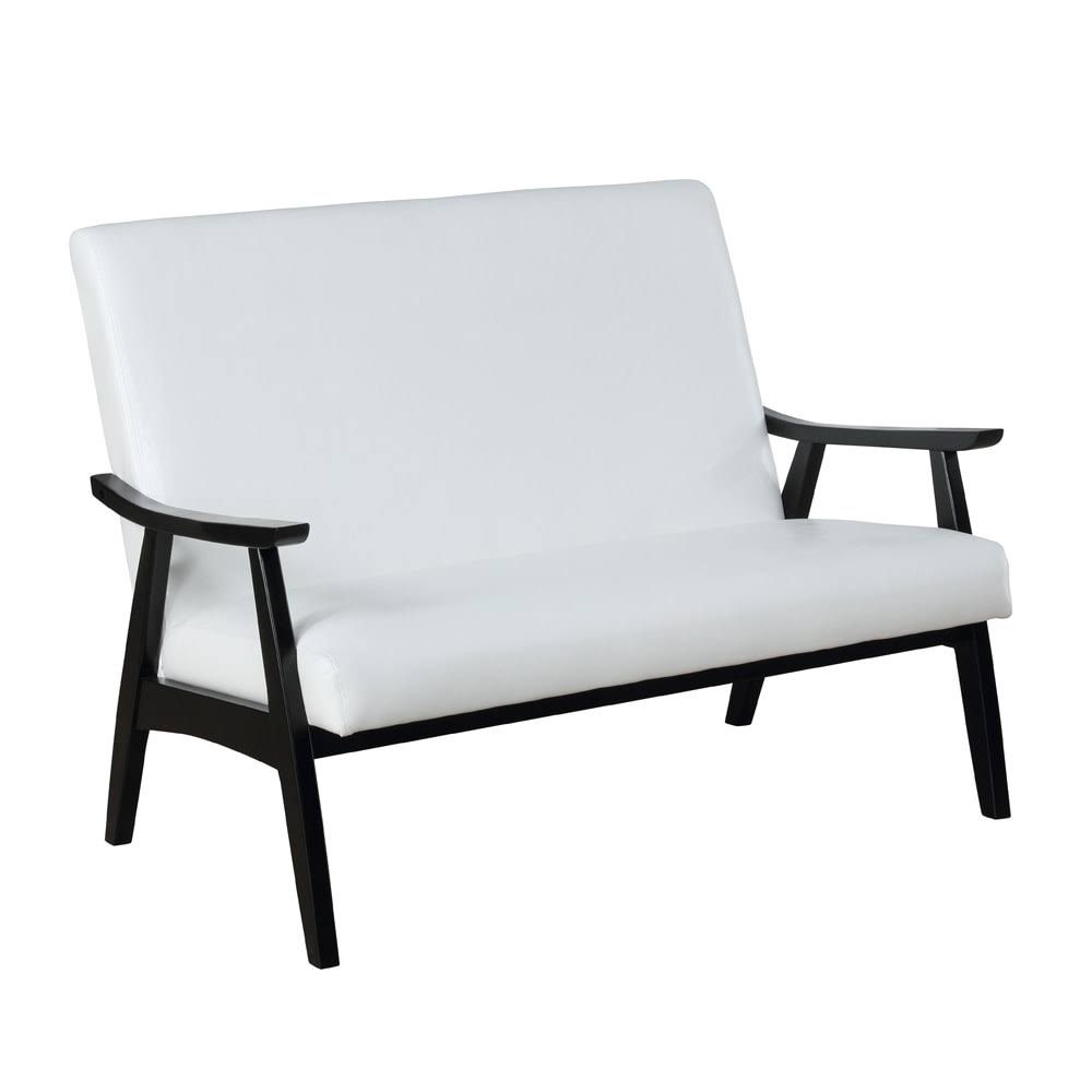 White Faux Leather Loveseat Bench U324137
