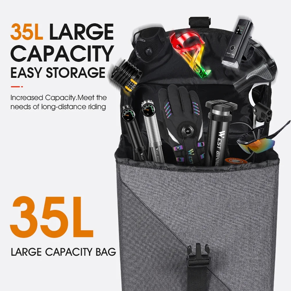 35L Bike Double Bag Rear Seat Luggage Carrier Trunk Bag X5758