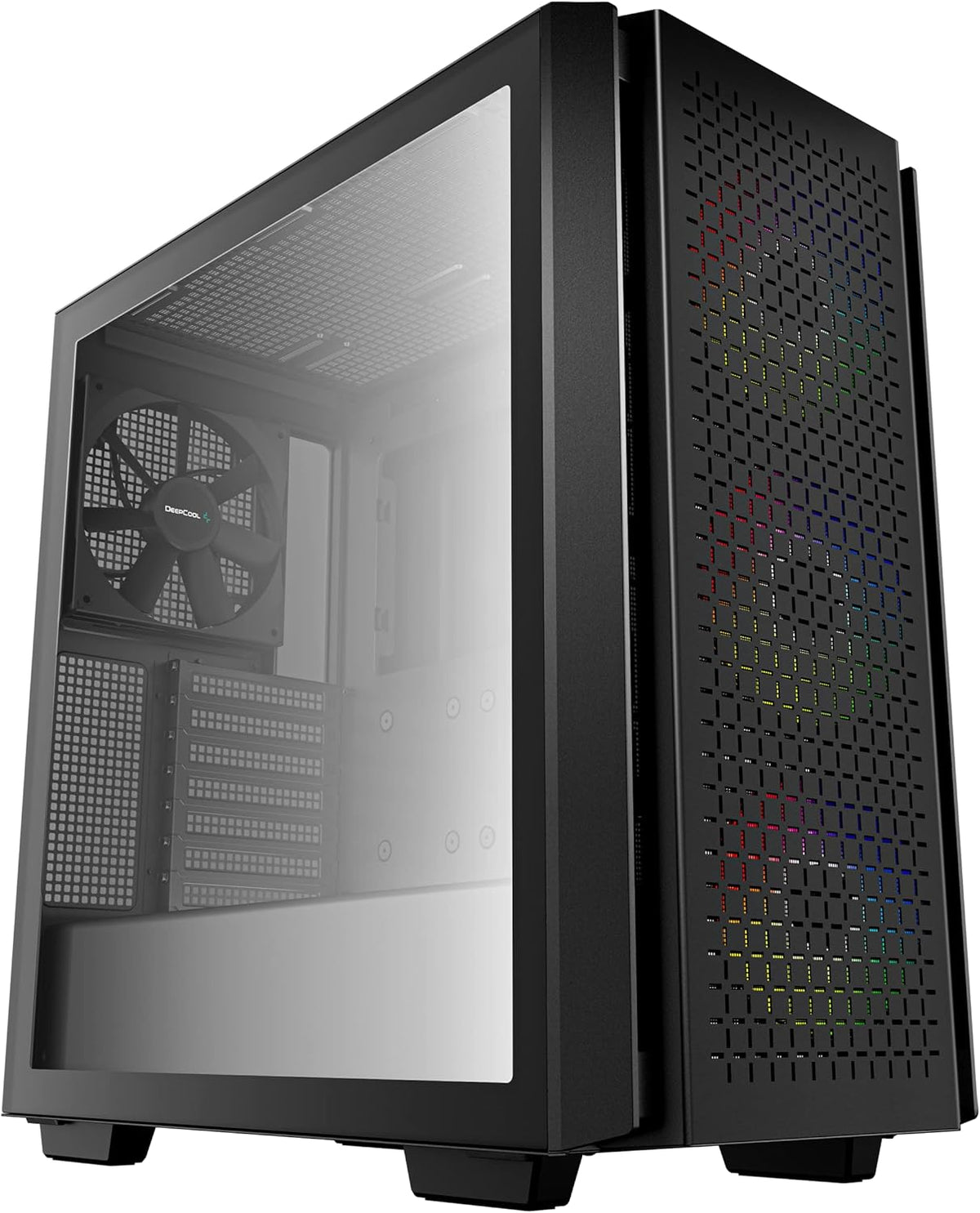 Black Mid-Tower ATX Case with Mesh Front Panel, Tempered Glass S5343