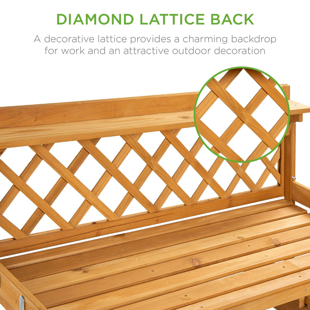Natural Wood Potting Bench I95603