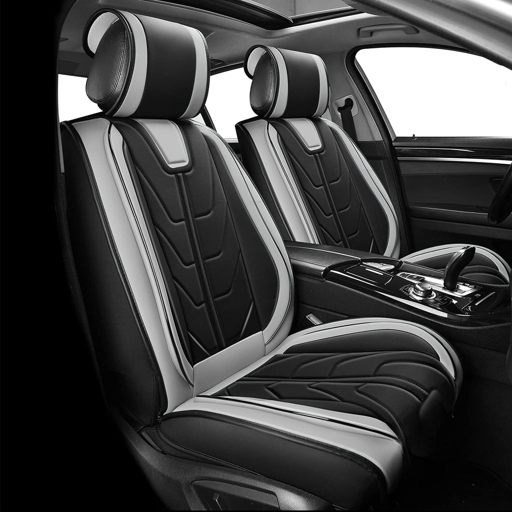 Black+Red Line Leather Car Seat Cover Pack of 2 E405528