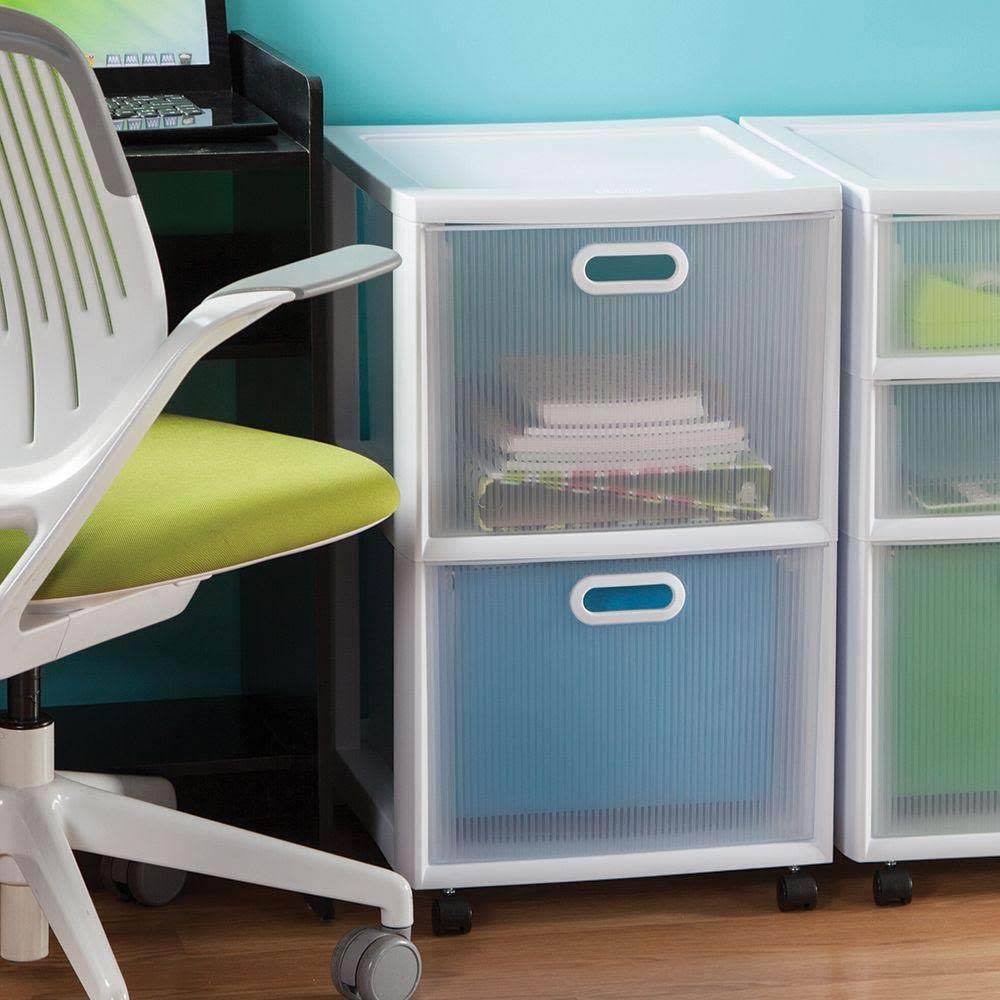White 2 Drawer Rolling Storage Cart (6 Pack) G14424