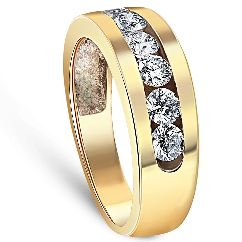14k Yellow Gold Lab Grown Diamond Channel Set Mens Ring J7583