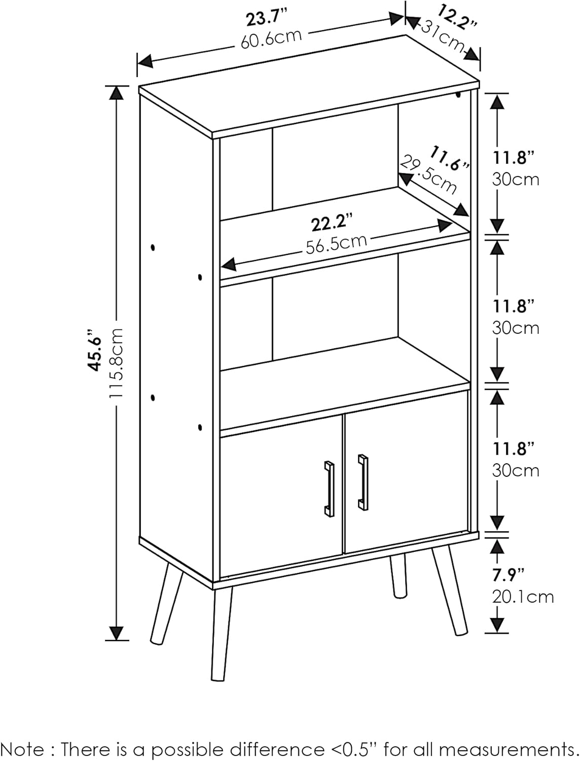 Espresso Accent Cabinet with Wood Legs V985450