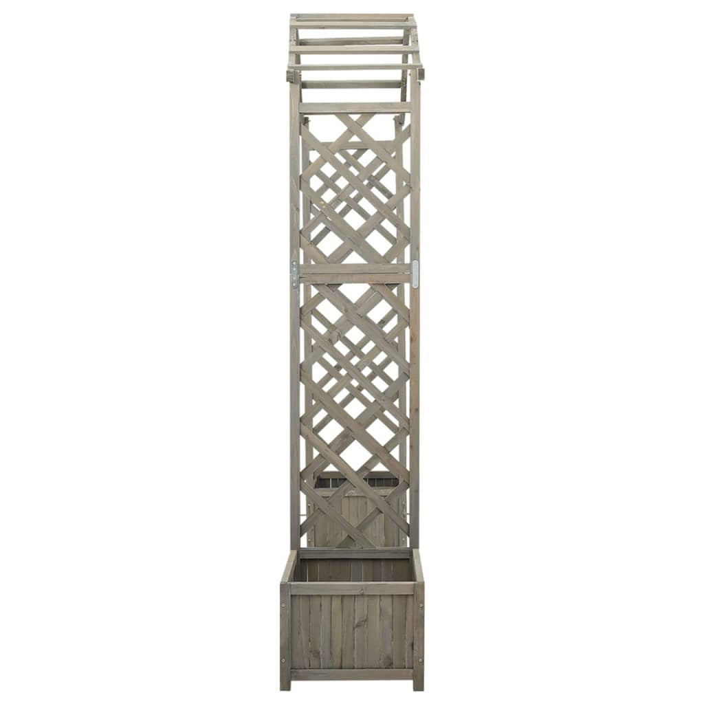 Gray Solid Firwood Garden Pergola with Planter F304