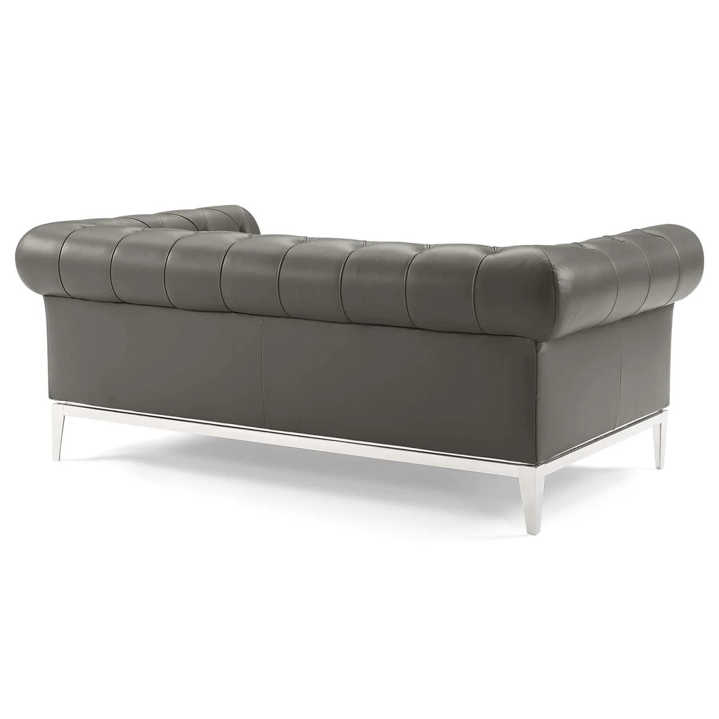 3 Piece Upholstered Leather Set in Gray M389