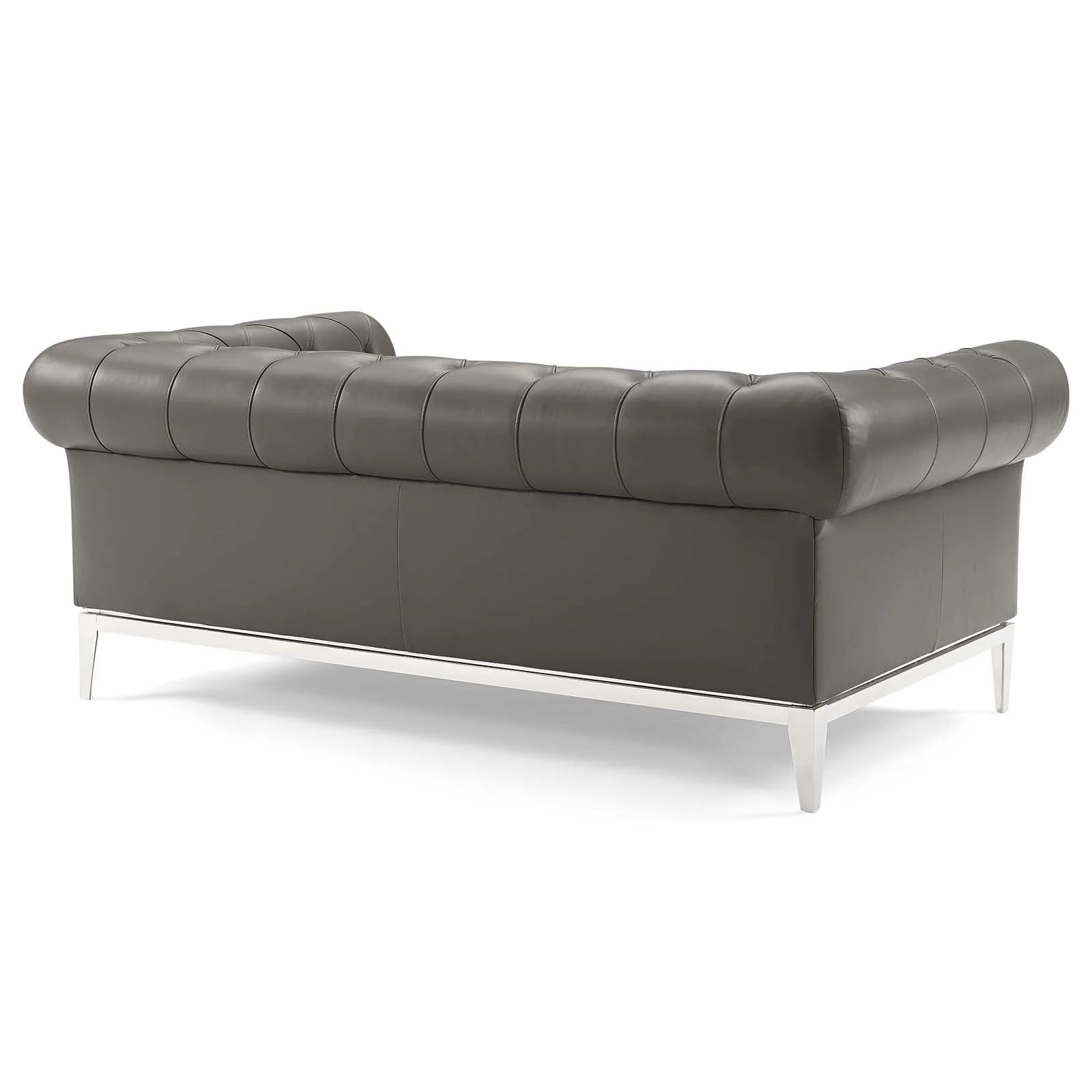 3 Piece Upholstered Leather Set in Gray M389