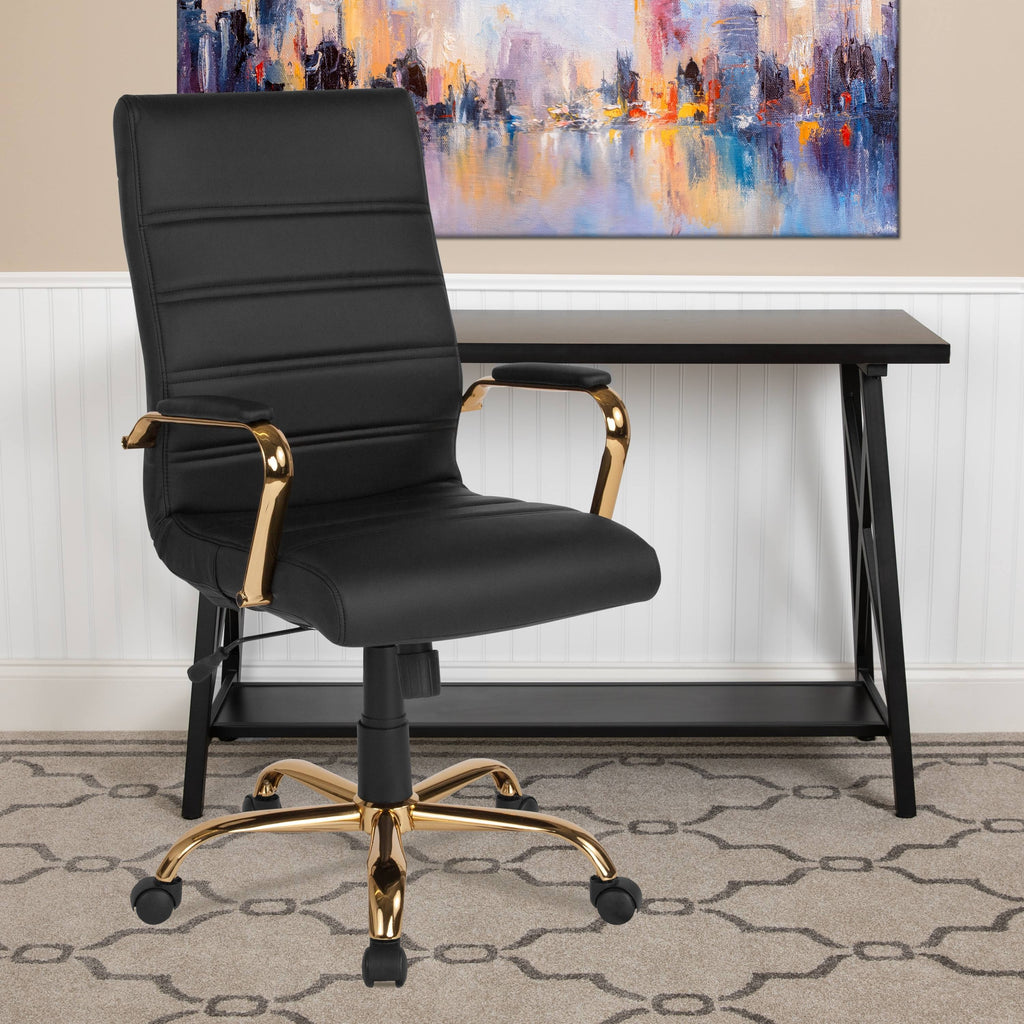 Black LeatherSoft Executive Swivel Office Chair with Chrome Base and Arms V44043