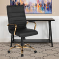 Black LeatherSoft Executive Swivel Office Chair with Chrome Base and Arms V44043