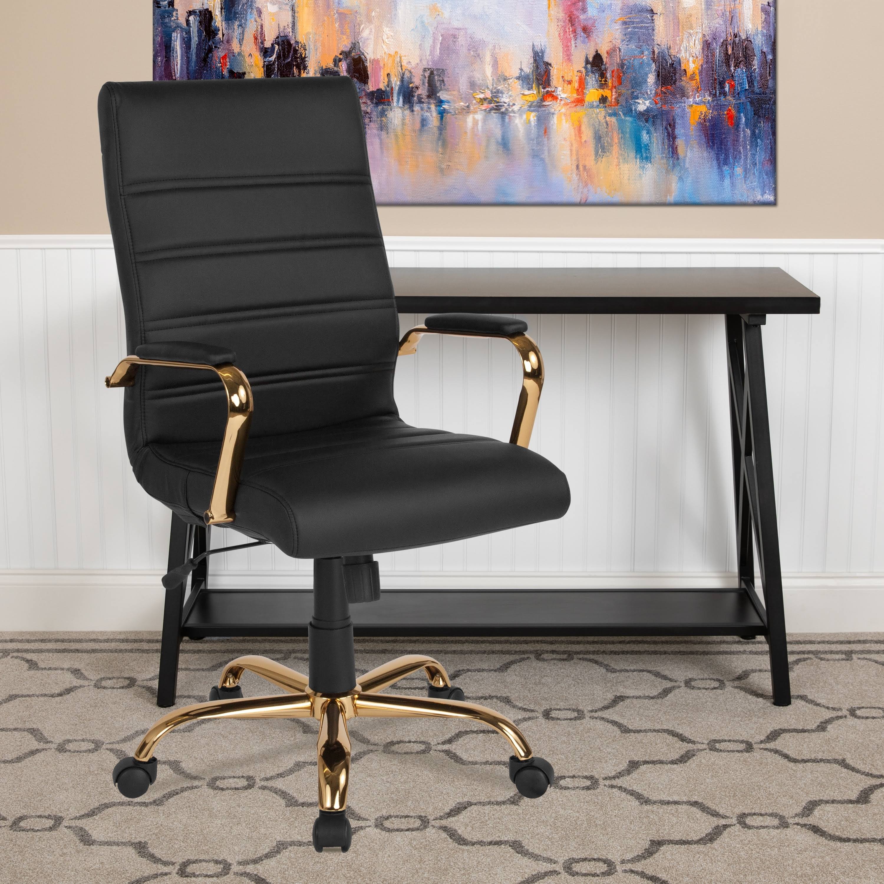 Black LeatherSoft Executive Swivel Office Chair with Chrome Base and Arms V44043