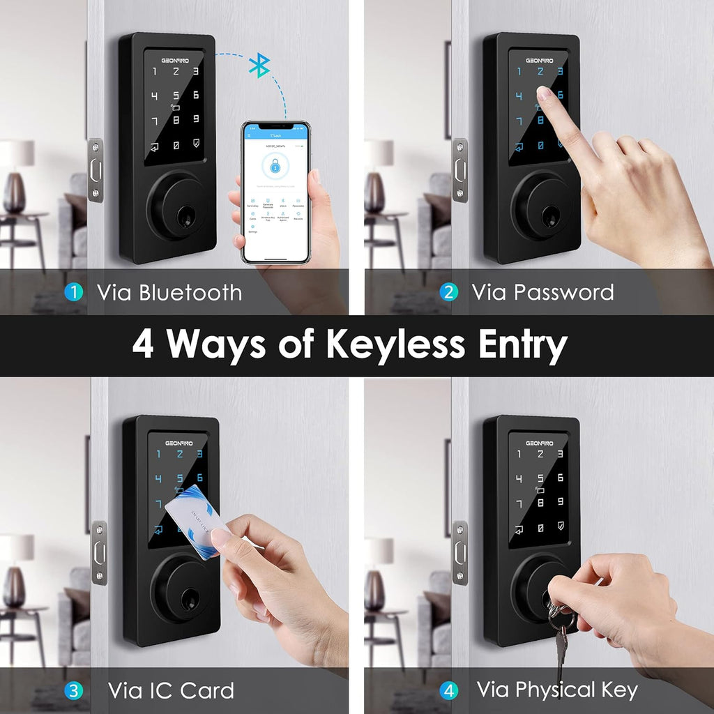 Keyless Entry Smart Deadbolt Lock with Bluetooth App, Electronic Keypad, IC Card, USB, Pack of 2 Z48953