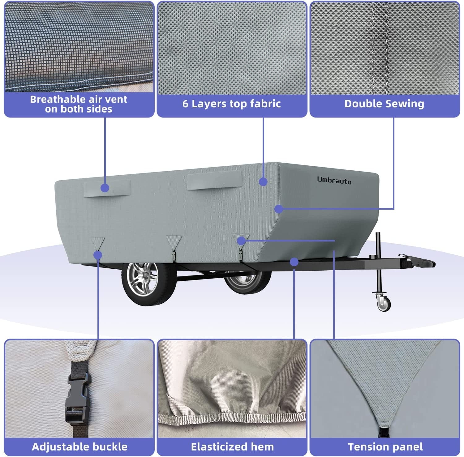 Gray Waterproof Pop Up Trailer Cover for 10' - 12' Trailers G197