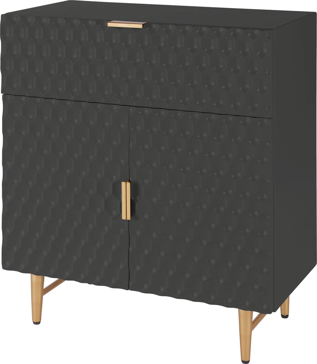 Glossy Black 1-Drawer Small Cabinet B322