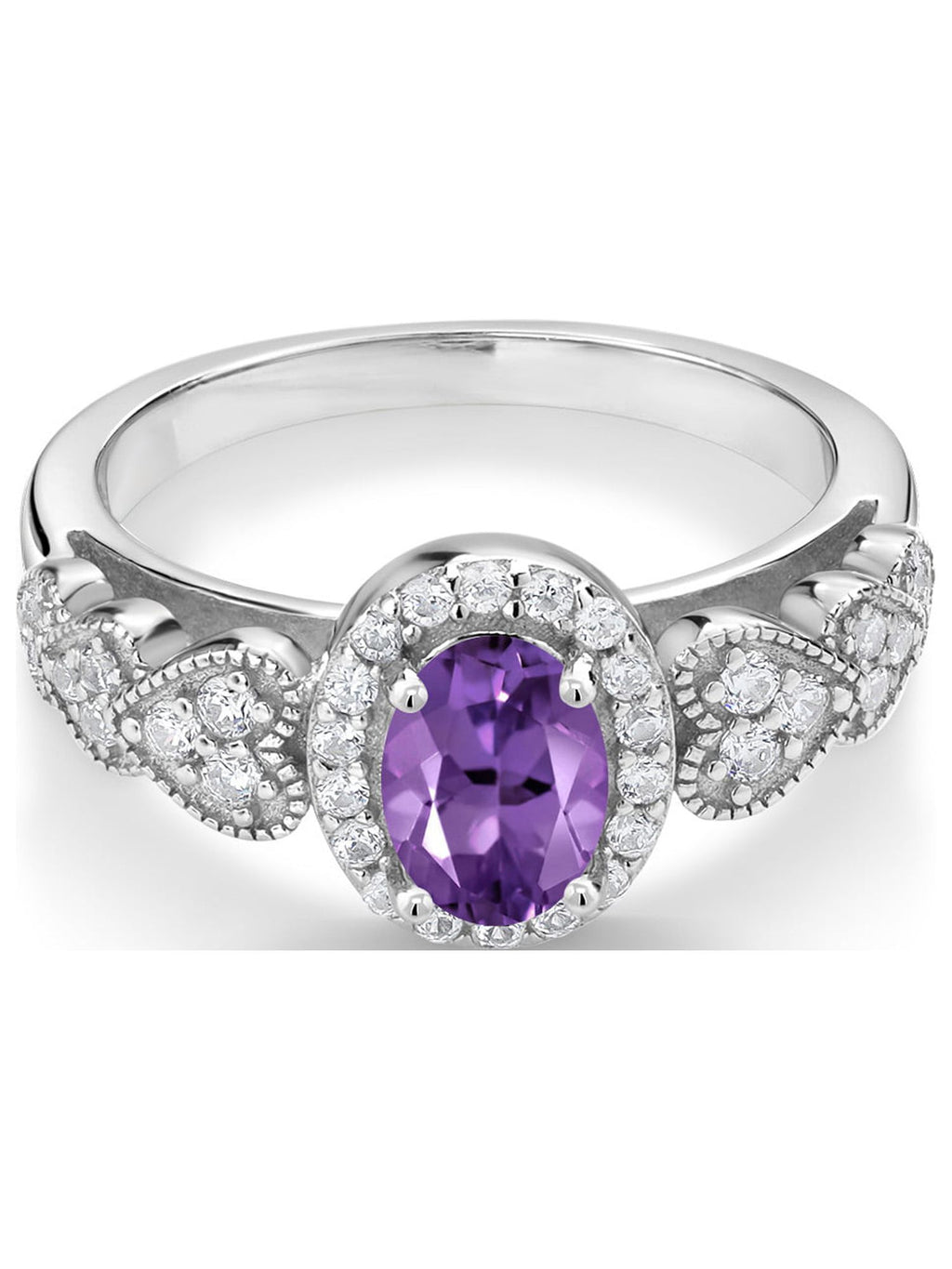 925 Sterling Silver Purple Amethyst Engagement Ring G39553