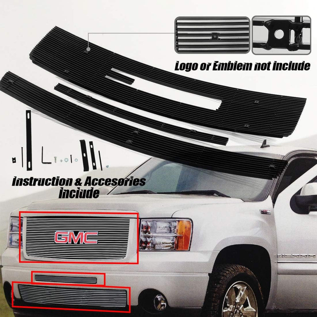 Chrome Billet Grille Grill Combo for GMC Sierra 1500 H490