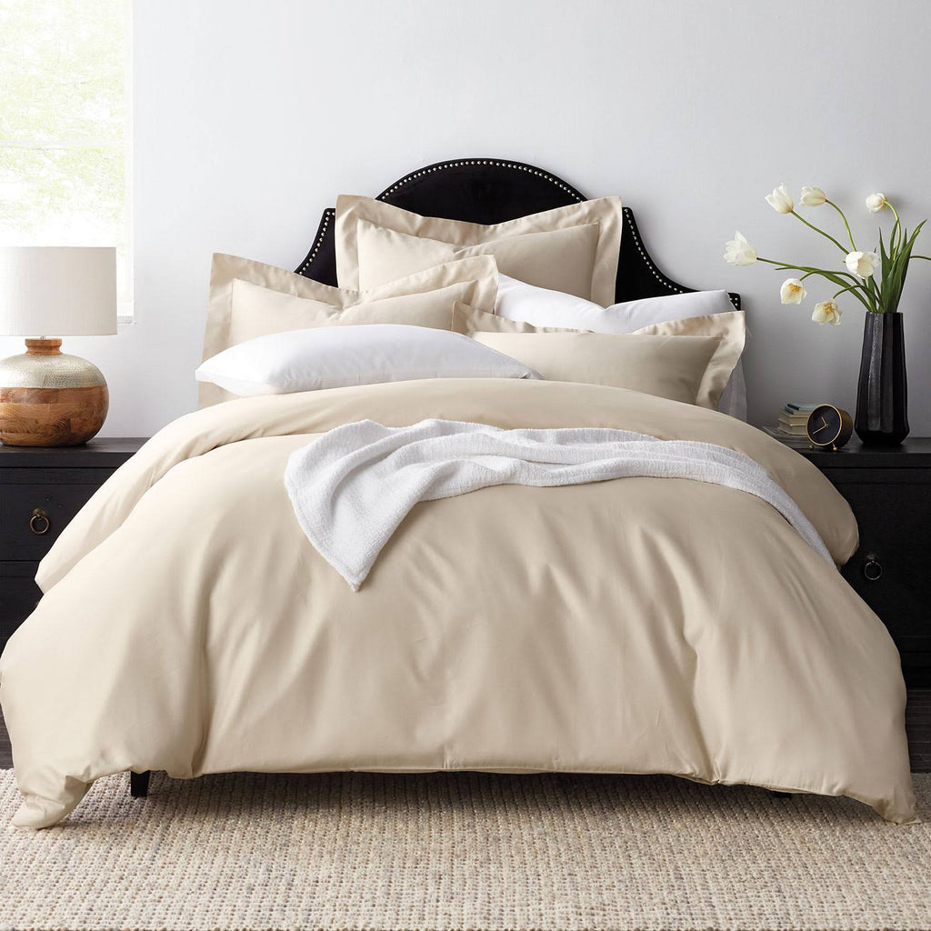 Pearl Gray Solid Egyptian Cotton Sateen Oversized Queen Duvet Cover A594