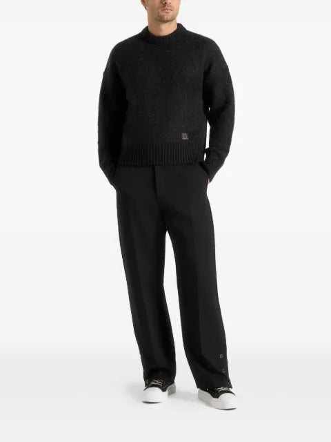 Manière De Voir Kamil - art slogan brushed wool knit jumper - black