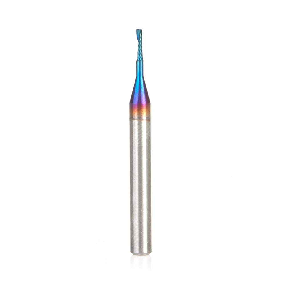 Solid Carbide Spiral CNC Router Bit O-Flute Up-Cut 1/32 Dia x 3/16 x 1/4 Shank x 2 Inch Long K23029