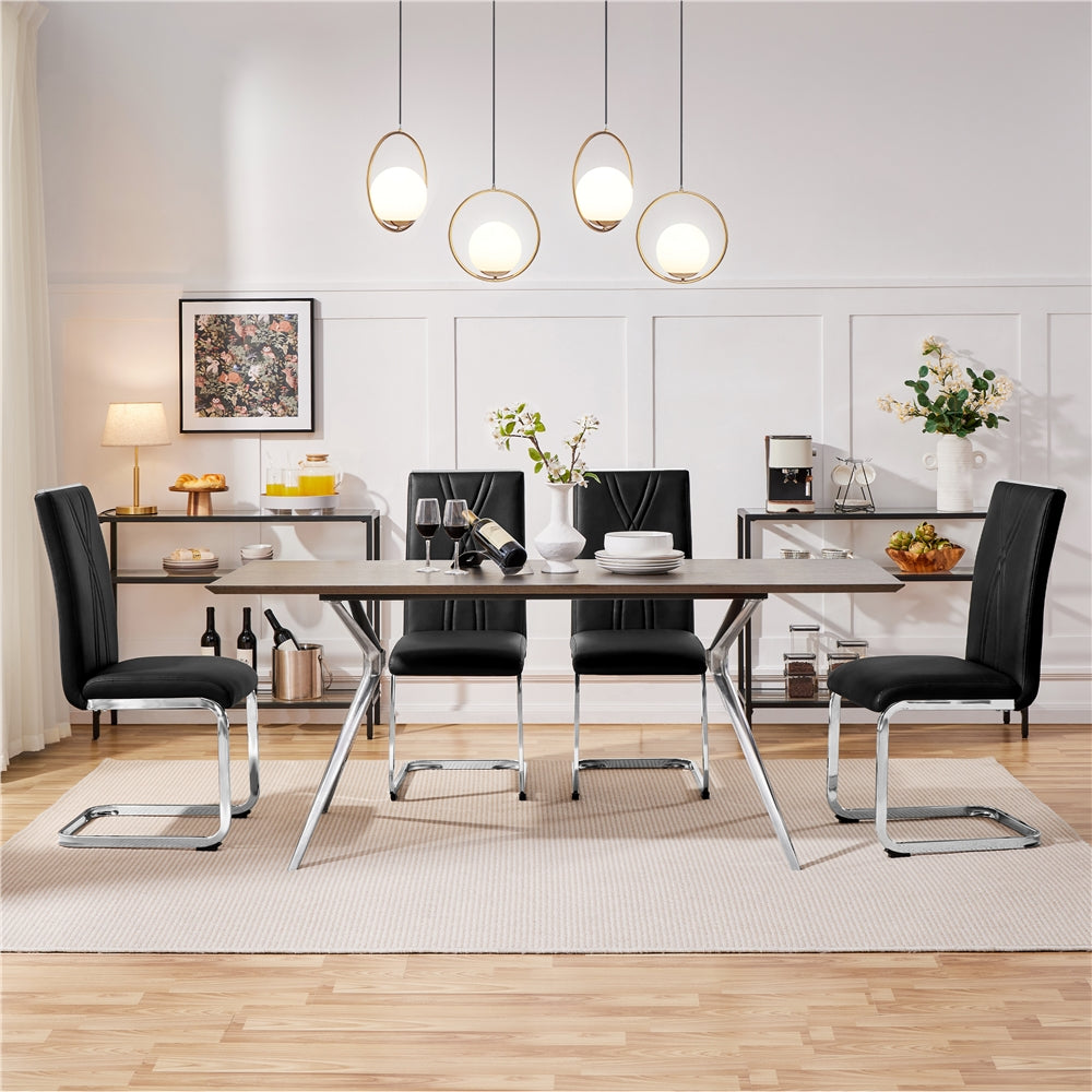 Black Faux Leather Dining Chairs Set of 2 B88461