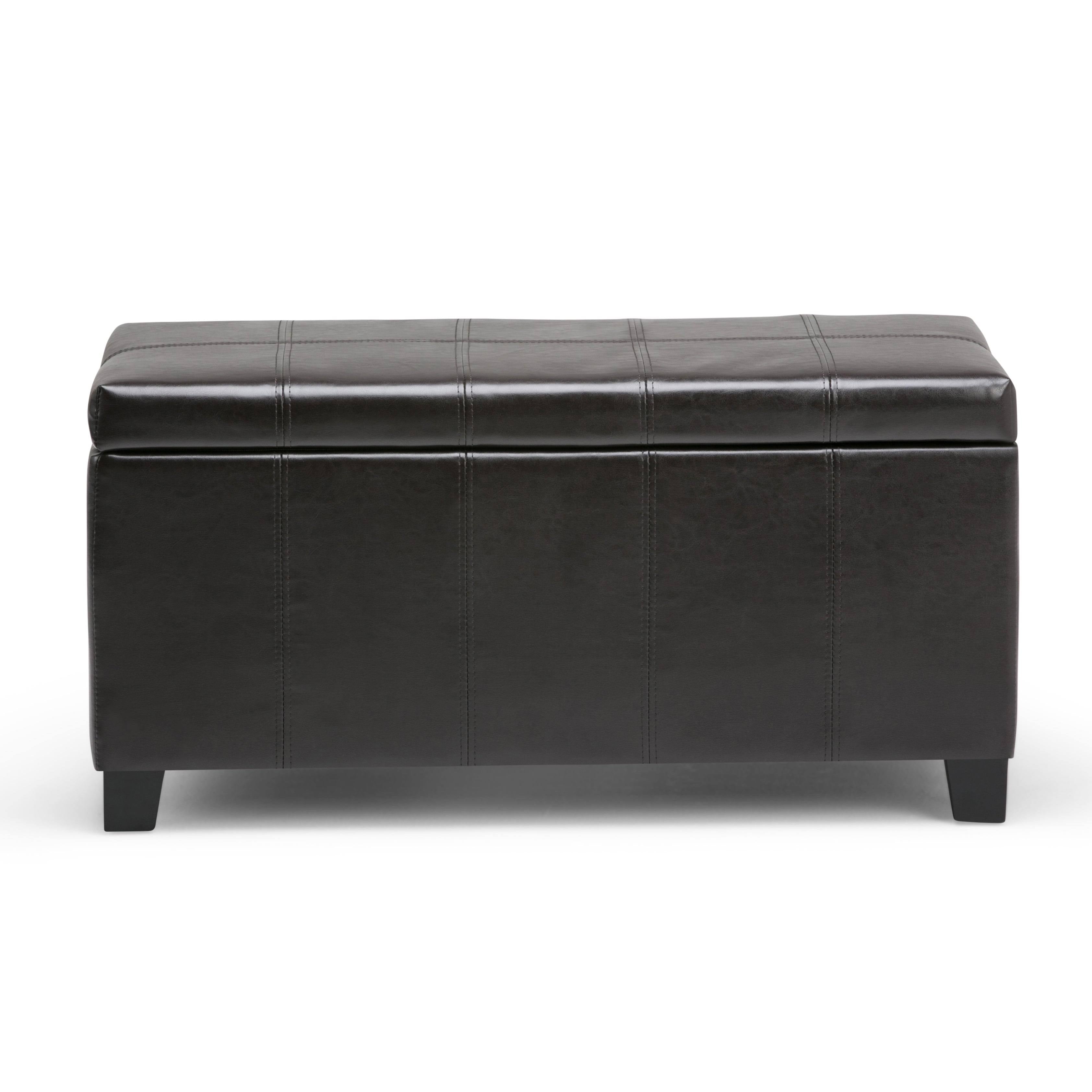 Distressed Gray Taupe Storage Ottoman Bench P65118