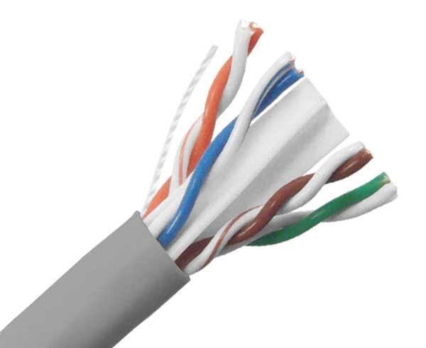 Cat6a Plenum Bulk Ethernet Cable, CMP, Solid 23AWG Gray B7250