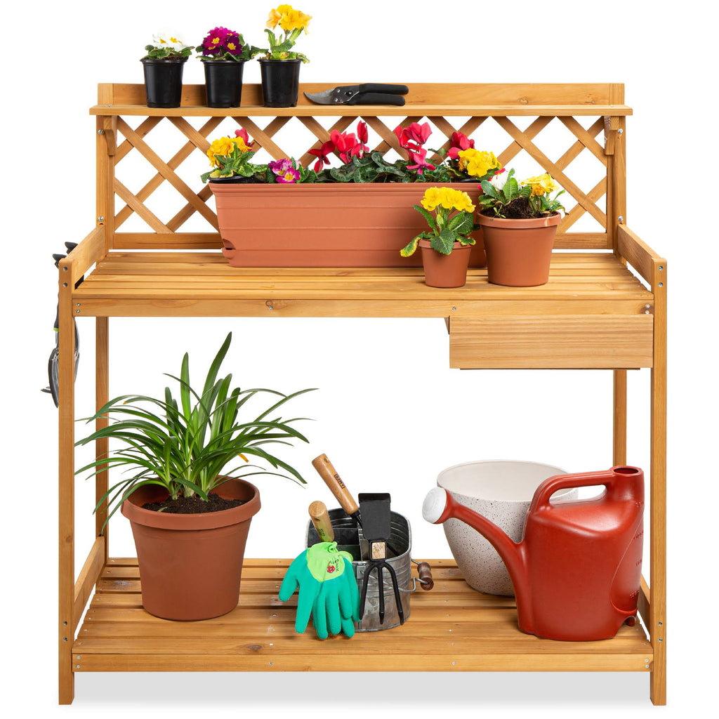 Natural Wood Potting Bench I95603