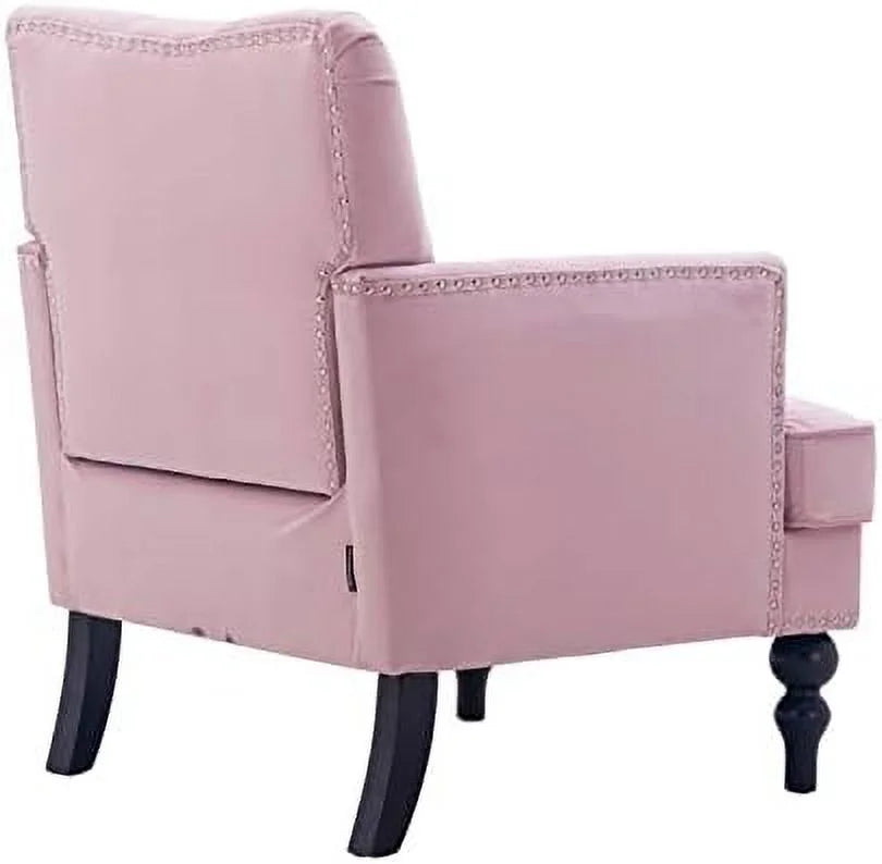 Tufted Velvet Accent Single Sofa with Wooden Legs Armchair S752