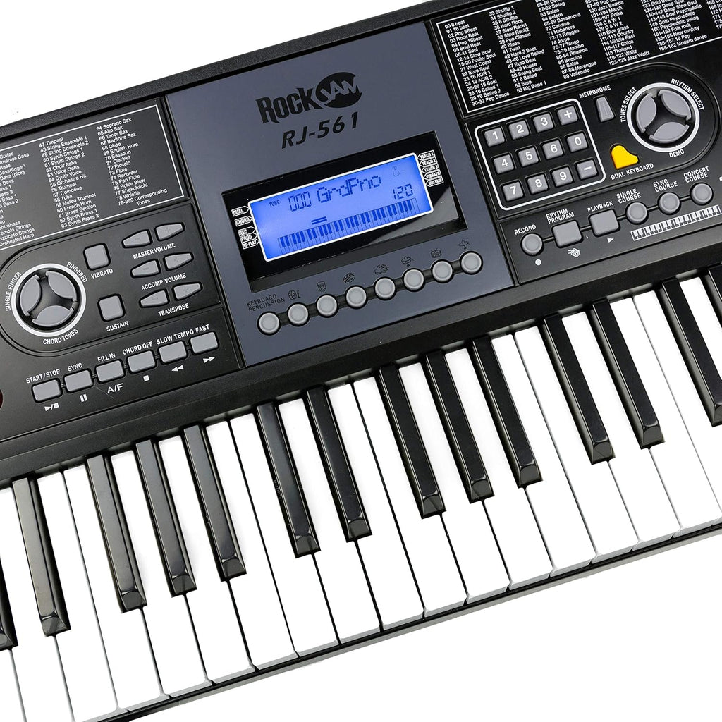 61 Key Keyboard Piano With LCD Display Kit, Keyboard Stand, Piano Bench, Headphones, Keynote Stickers J288655
