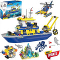 Ocean Exploration Ship Building Kit with Submarine and Helicopter, 753 Pieces P330