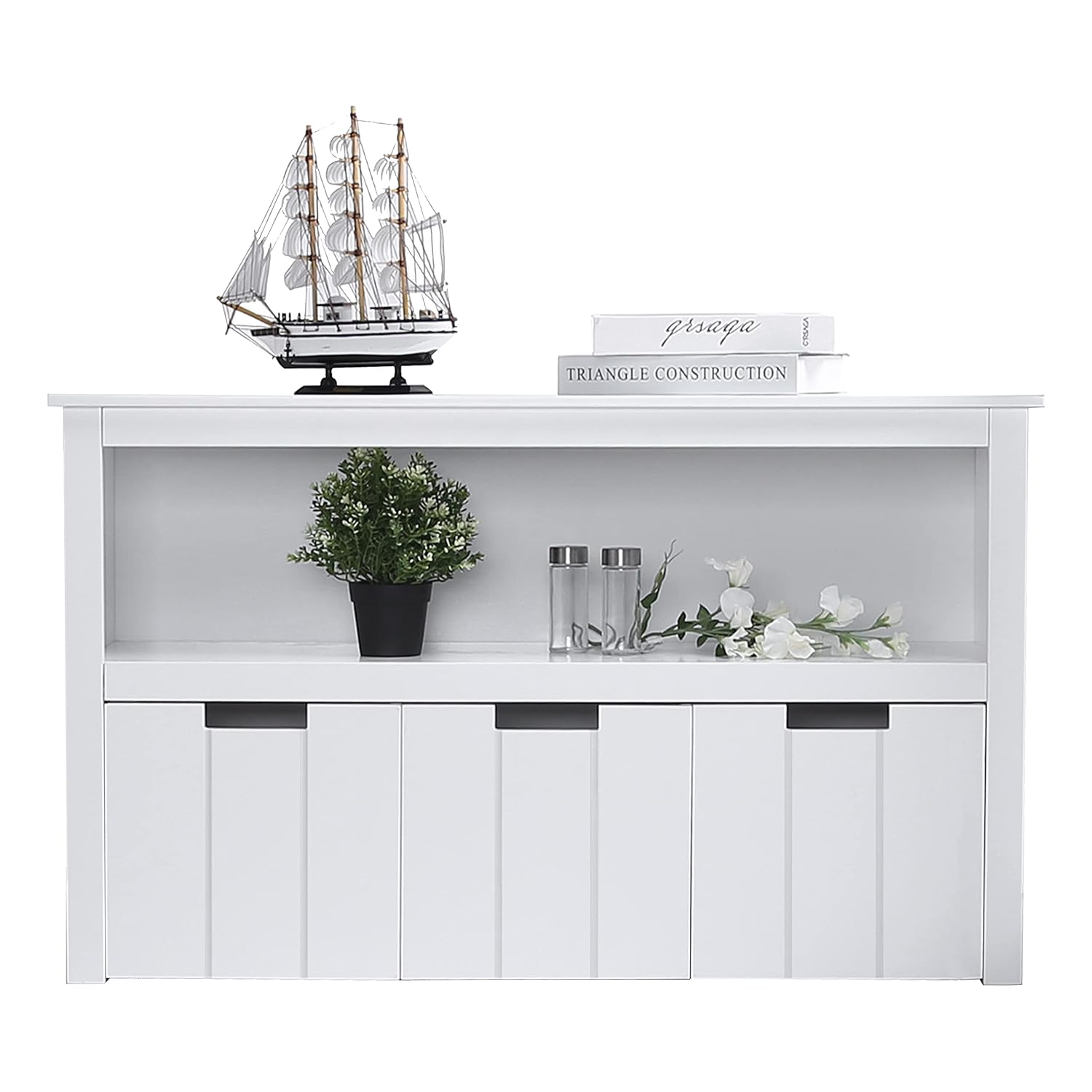 Espresso Toy Box Organizer Storage Cabinet with Movable Drawers and Open Storage Cube Shelf E86357