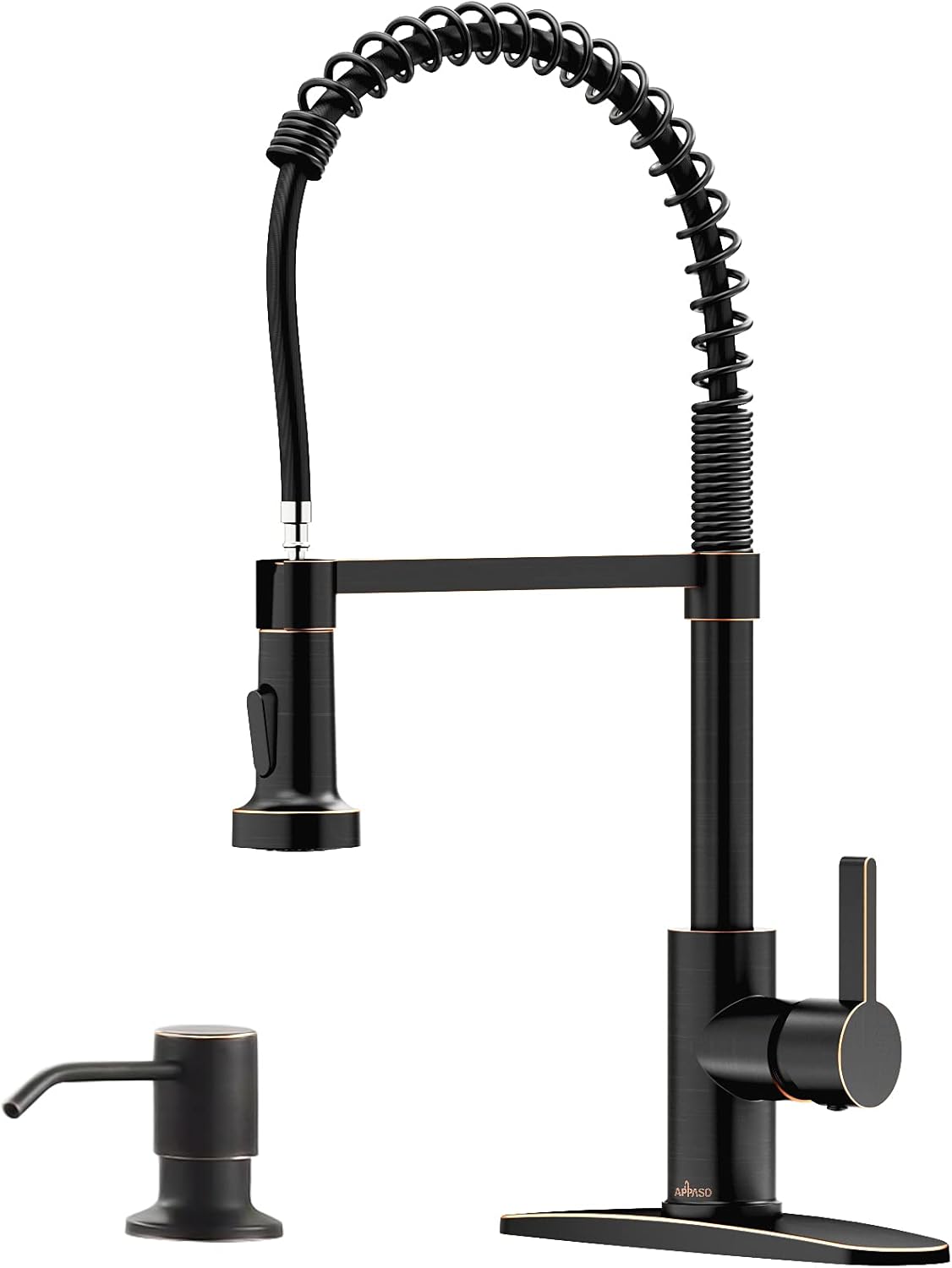 Black Kitchen Faucet, Commercial Single Handle One Hole Sus304 Stainless Steel Pull Down Faucet Matte Black J45903