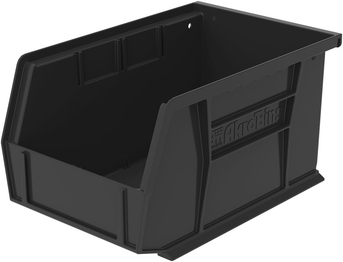 Plastic Storage Bin Hanging Stacking Containers, 9-Inch x 6-Inch x 5-Inch, Black, 12-Pack D74742